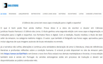 Blog Tomo Literário – Publicou sobre o livro “O Silêncio dos Livros”